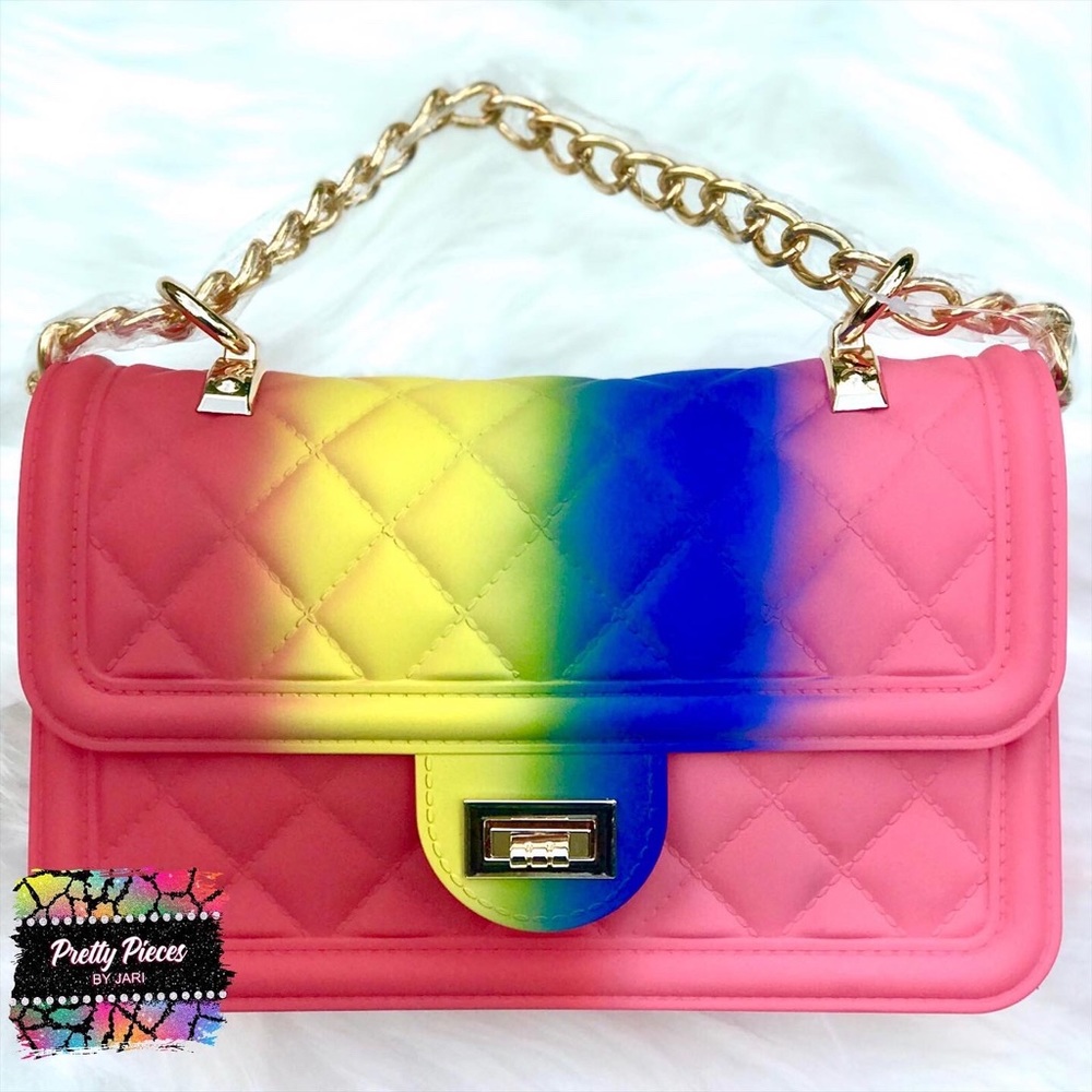 Fashion Crossbody Handbag. Jelly Handbag. Gold Shoulder Chain Included.